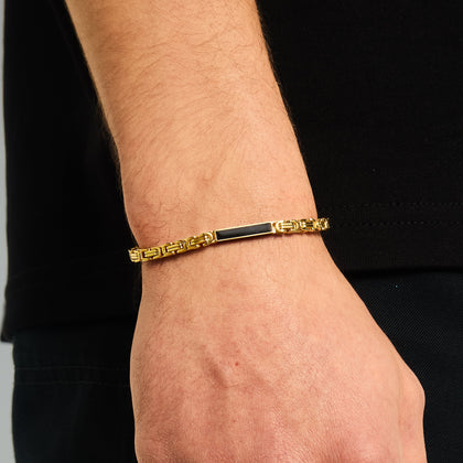 Bransoletka Królewska Onyx 4mm Złoto