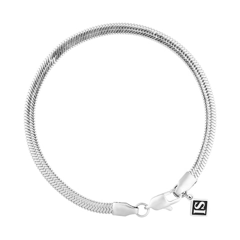 Bransoletka Flat Snake 4mm Żmijka Białe Złoto