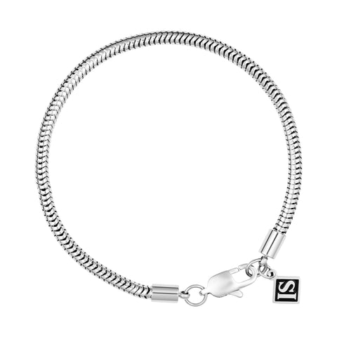 Bransoletka Round Snake 3mm Żmijka Białe Złoto