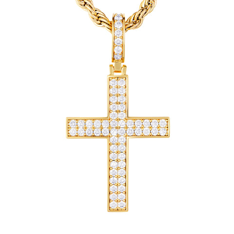 Zawieszka Iced Cross Dwustronny Krzyż Złoto