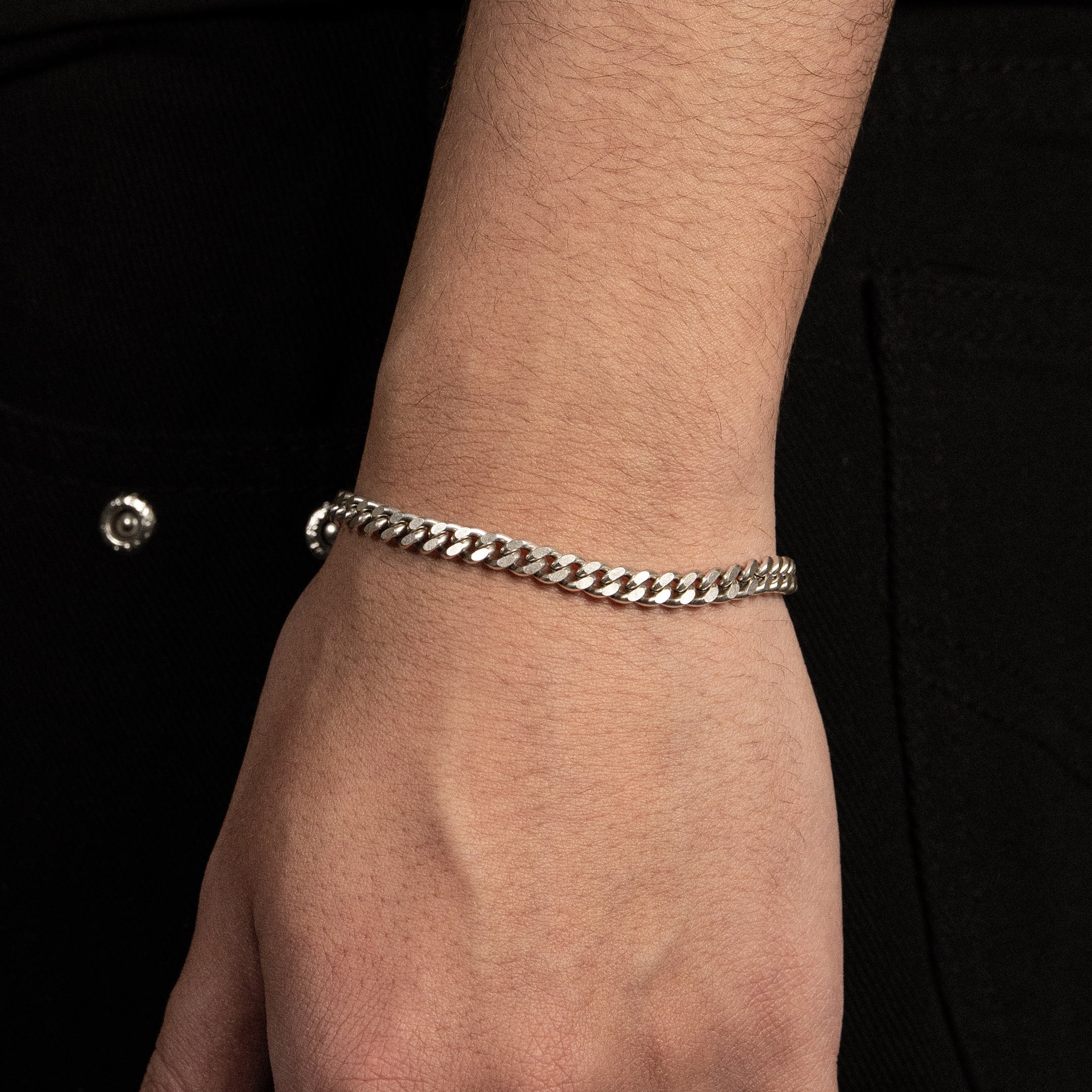Bransoletka Curb Cuban Link 5mm Raw Białe Złoto