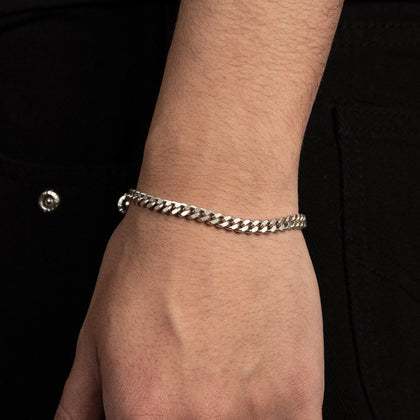 Bransoletka Curb Cuban Link 5mm Raw Białe Złoto