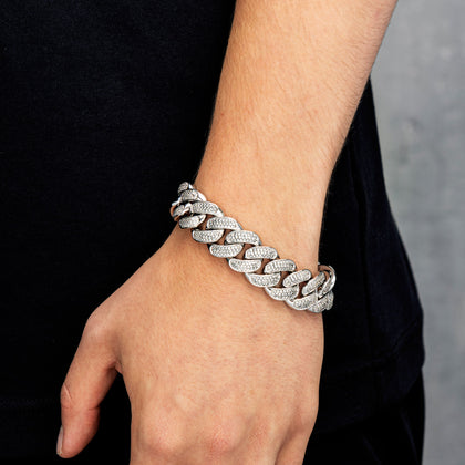 Bransoletka Diamond Cuban Link 18mm Białe Złoto