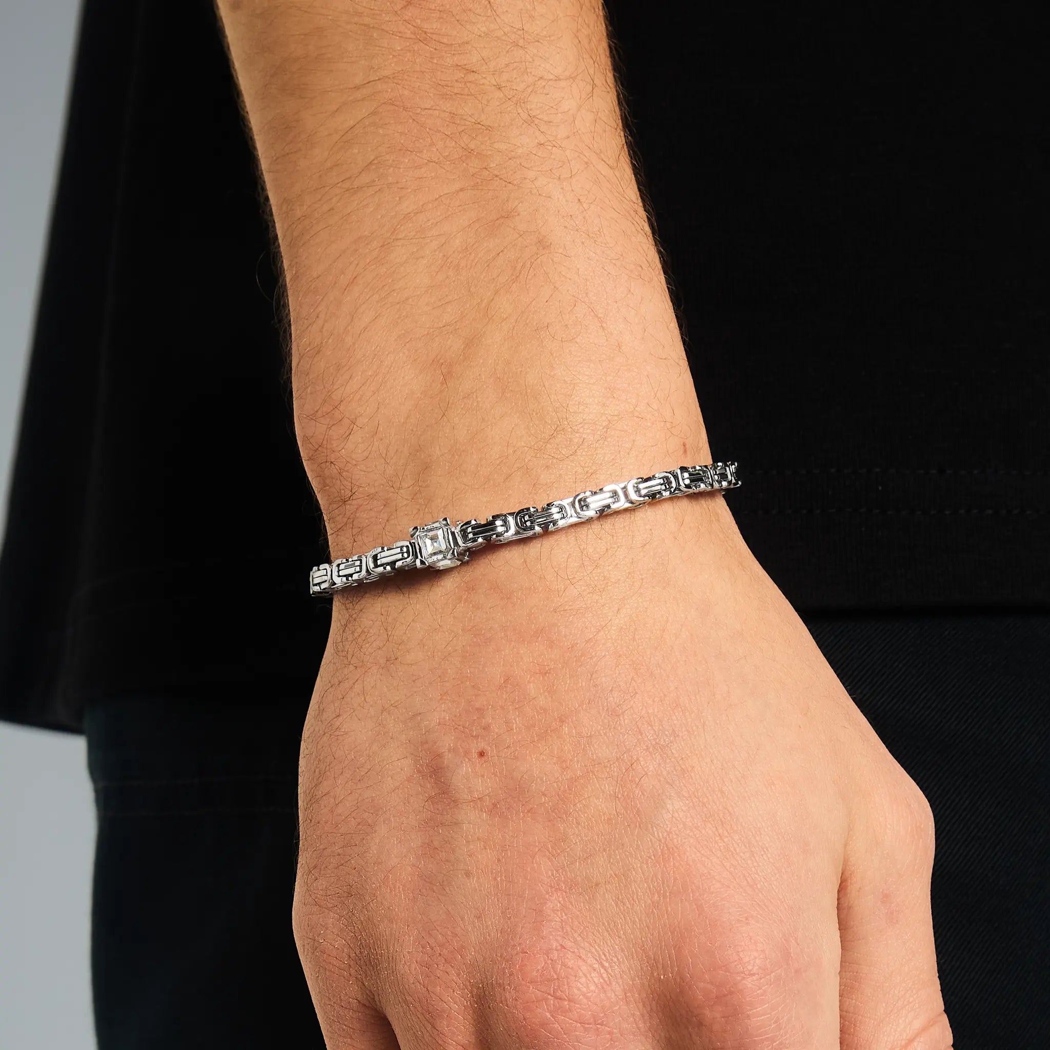 Bransoletka Królewska Diamond Cube 4mm Białe Złoto