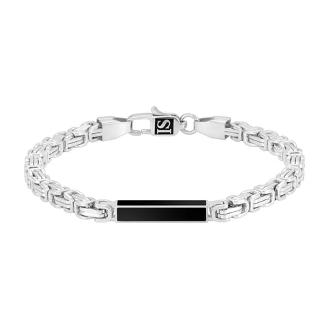 Bransoletka Królewska Onyx 4mm Białe Złoto