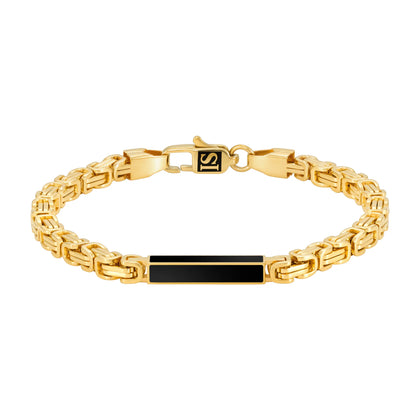 Bransoletka Królewska Onyx 4mm Złoto