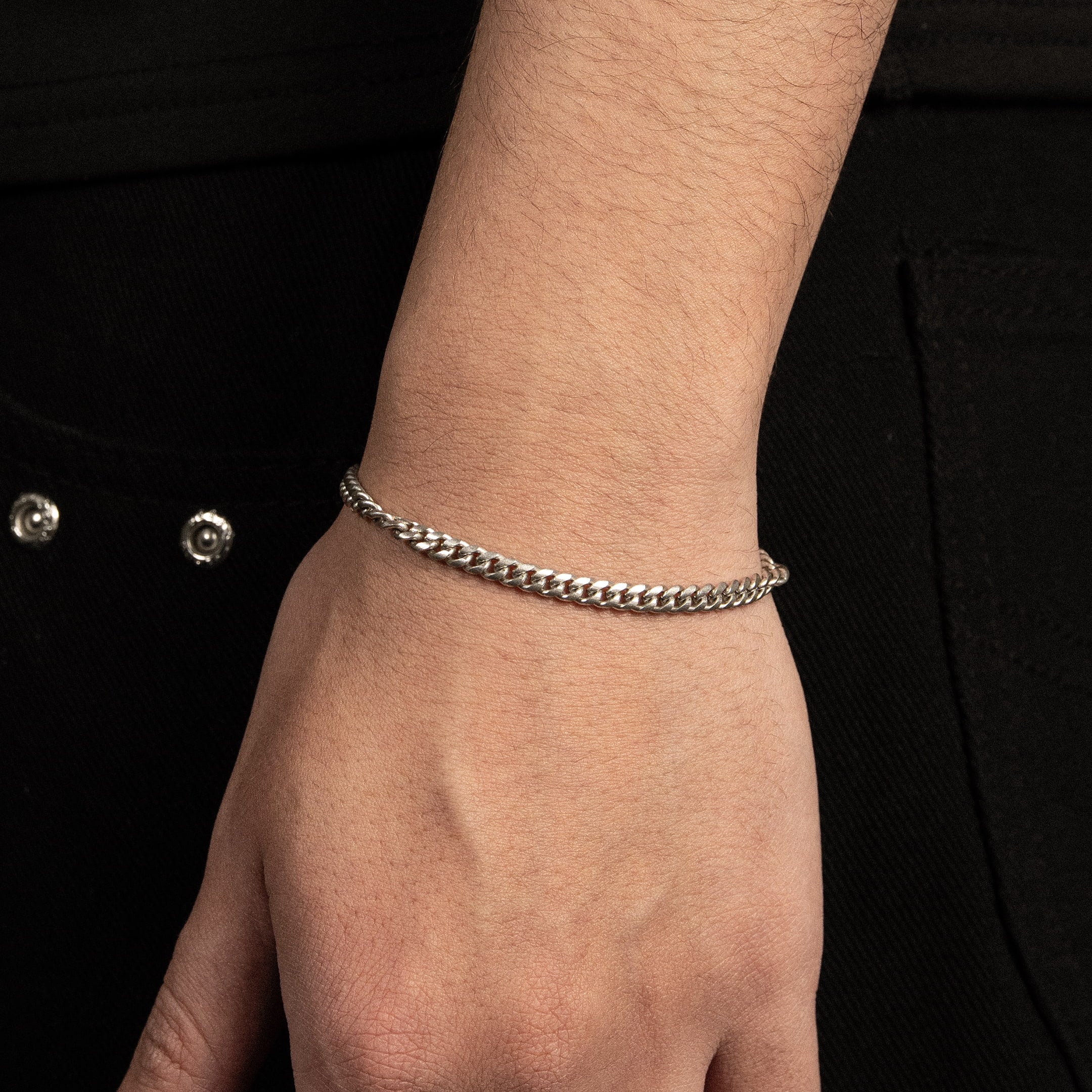 Bransoletka Miami Cuban Link 4mm Raw Białe Złoto