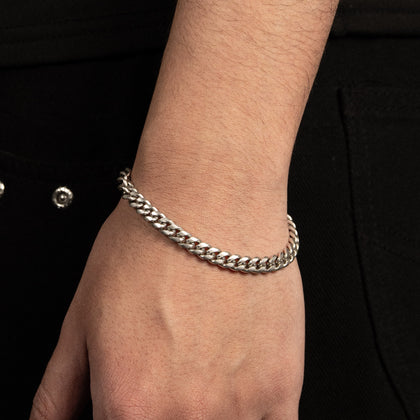 Bransoletka Miami Cuban Link 6mm Raw Białe Złoto