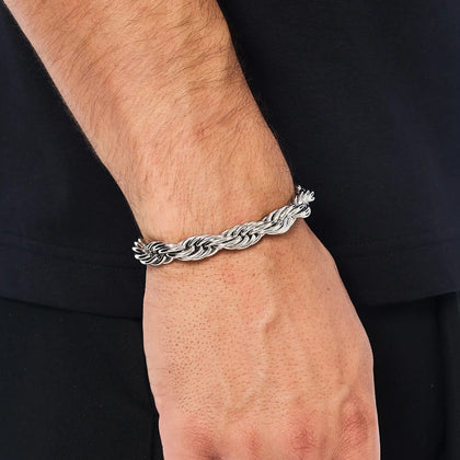 Bransoletka Rope 10mm Białe Złoto