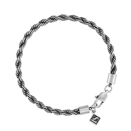 Bransoletka Rope 4mm Raw Białe Złoto