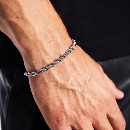 Bransoletka Rope 5mm Białe Złoto