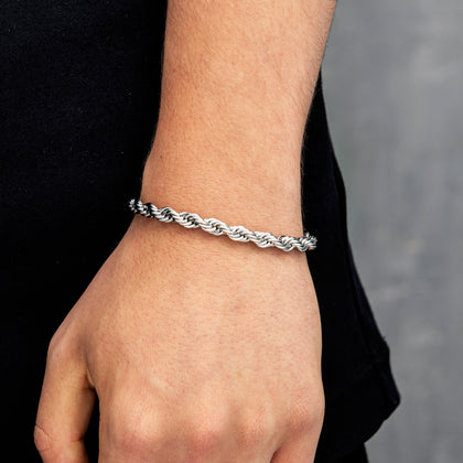 Bransoletka Rope 6mm Białe Złoto