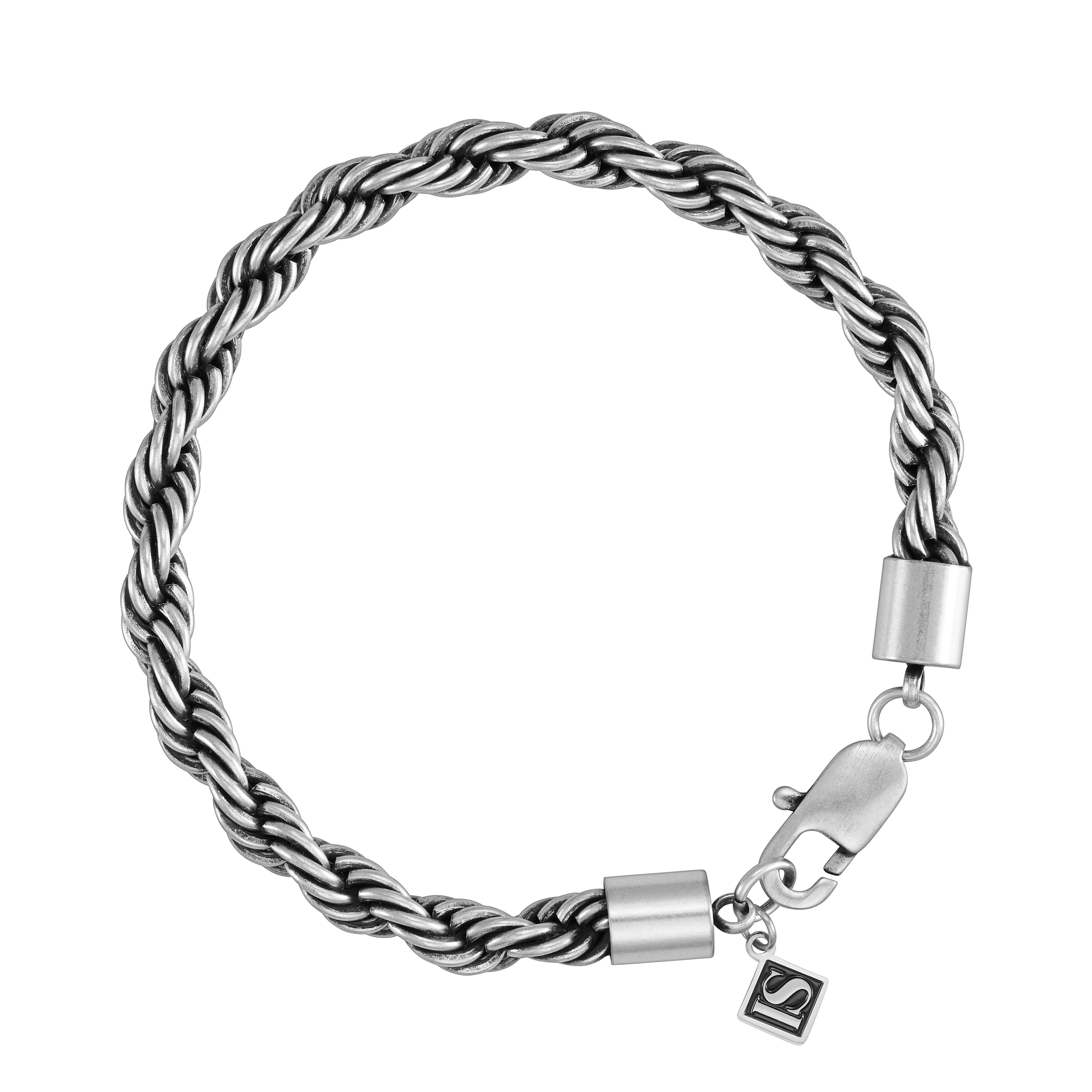 Bransoletka Rope 6mm Raw Białe Złoto