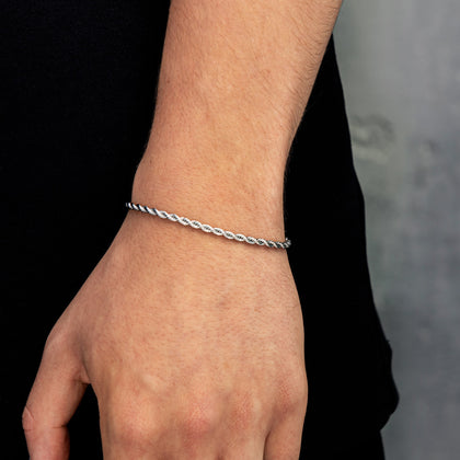 Bransoletka Rope 3mm Białe Złoto