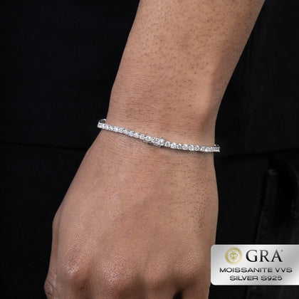 Bransoletka Tennis 3mm Moissanit VVS S925 Białe Złoto