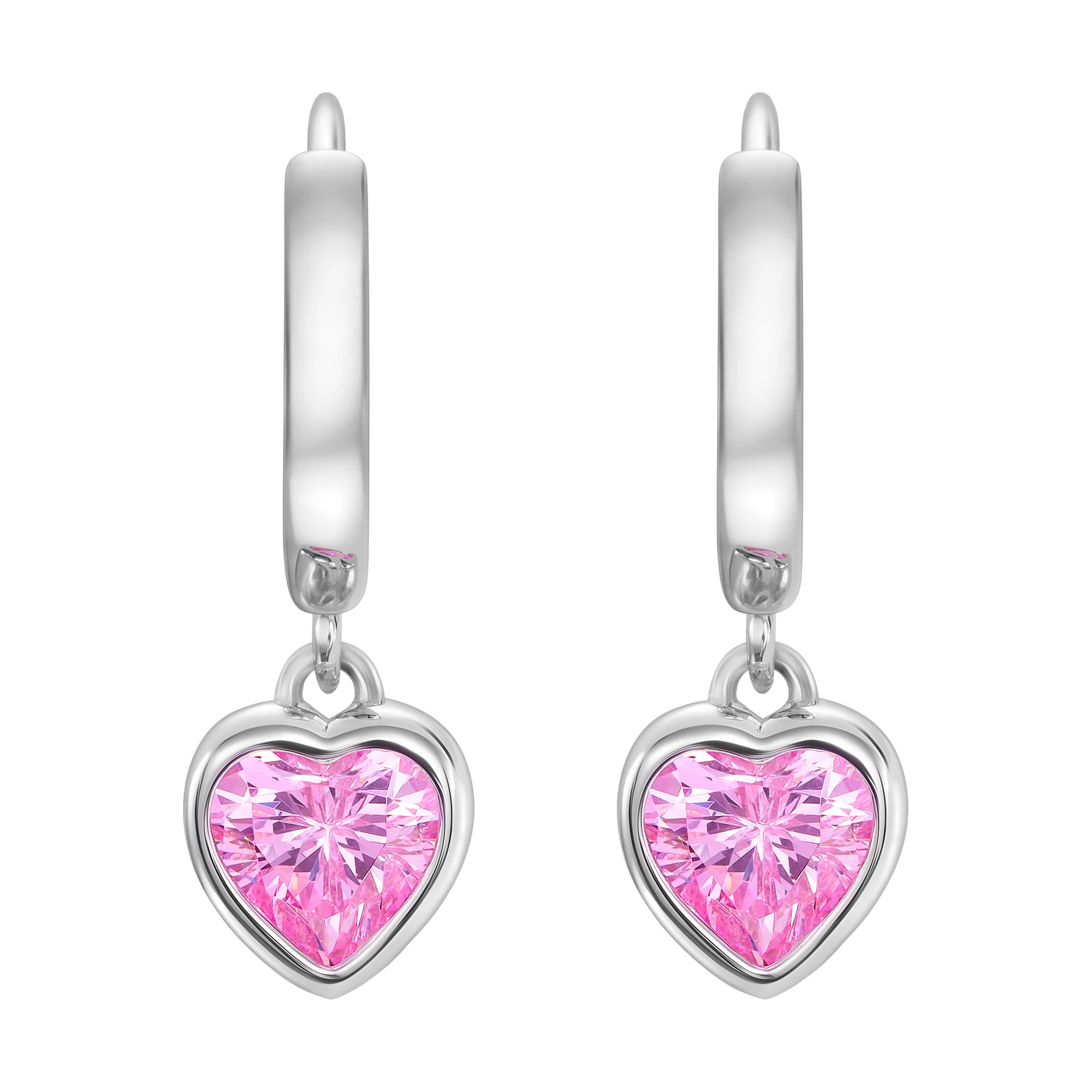Kolczyki Crystal Heart Pink Białe Złoto S925