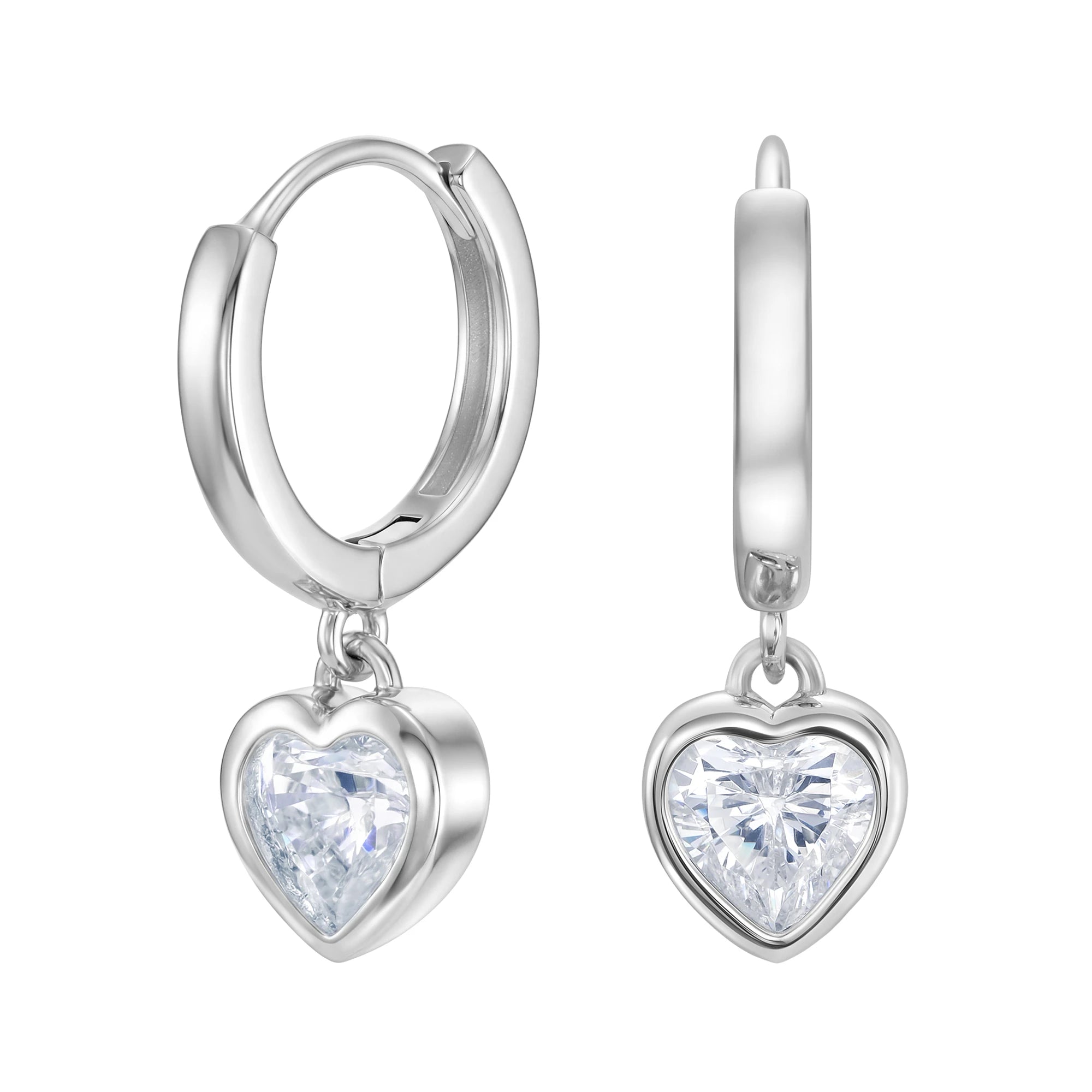 Kolczyki Crystal Heart White Białe Złoto S925