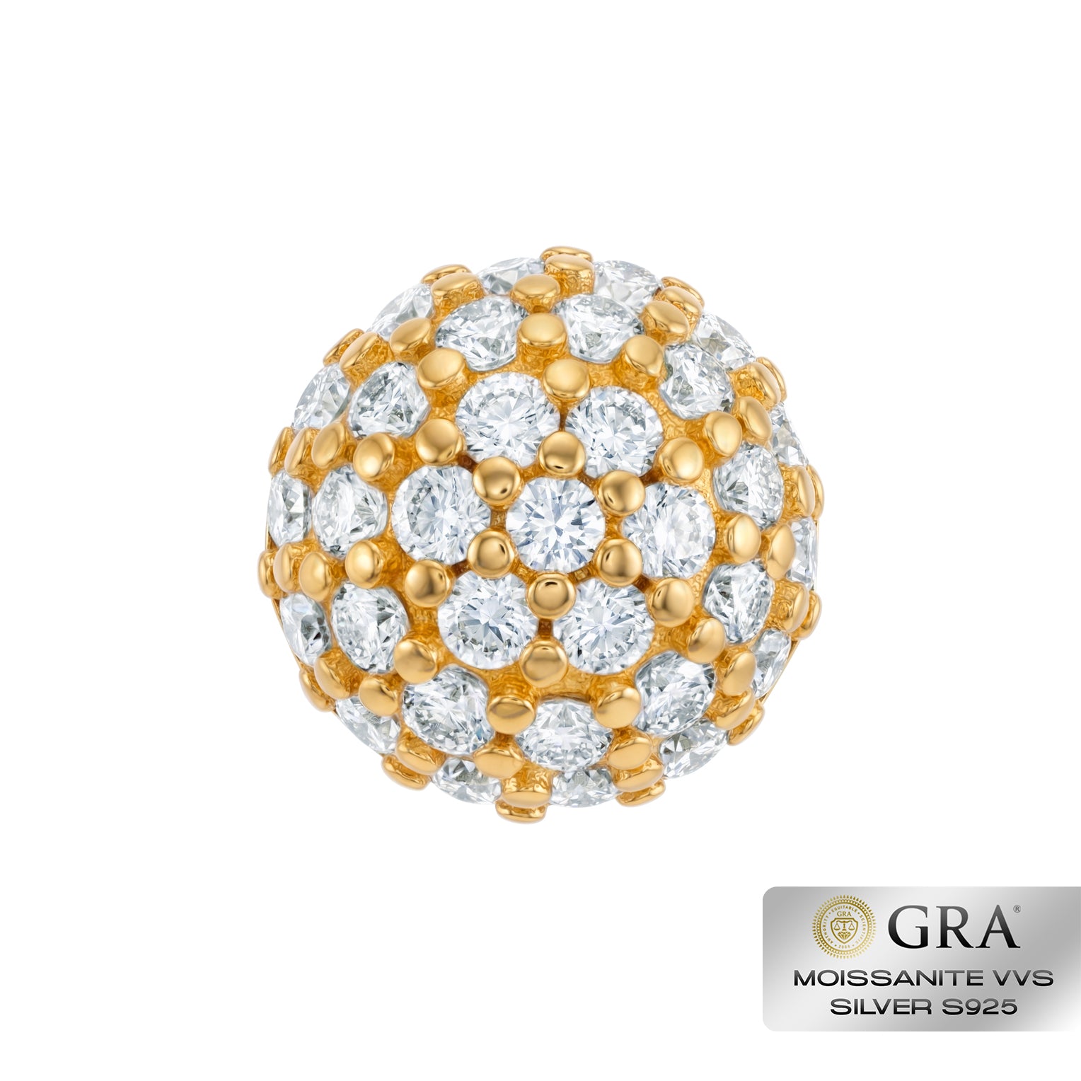 Kolczyki Diamond Half Ball Stud Moissanit VVS S925 Złoto