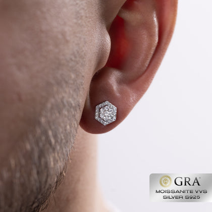 Kolczyki Diamond Honey Stud Moissanit VVS S925 Białe Złoto