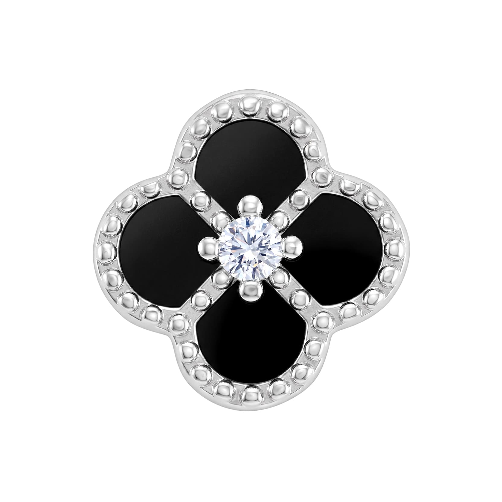 Kolczyki Diamond Leaf Clover Black S925