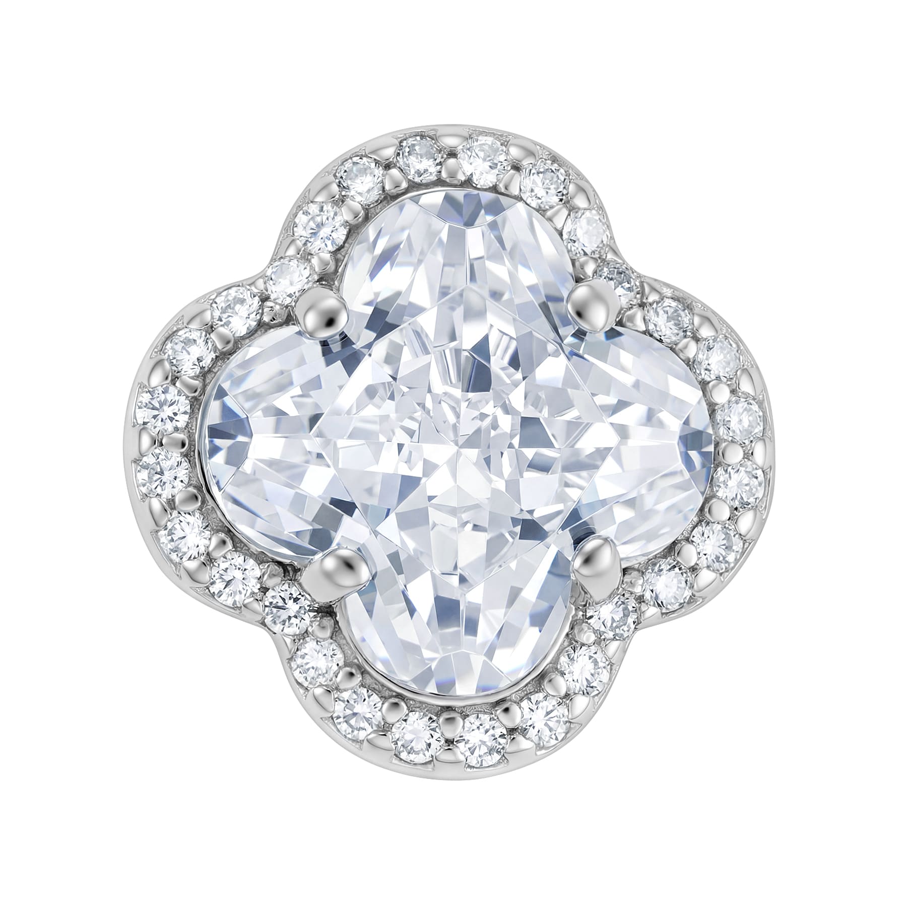 Kolczyki Diamond Leaf Clover White S925