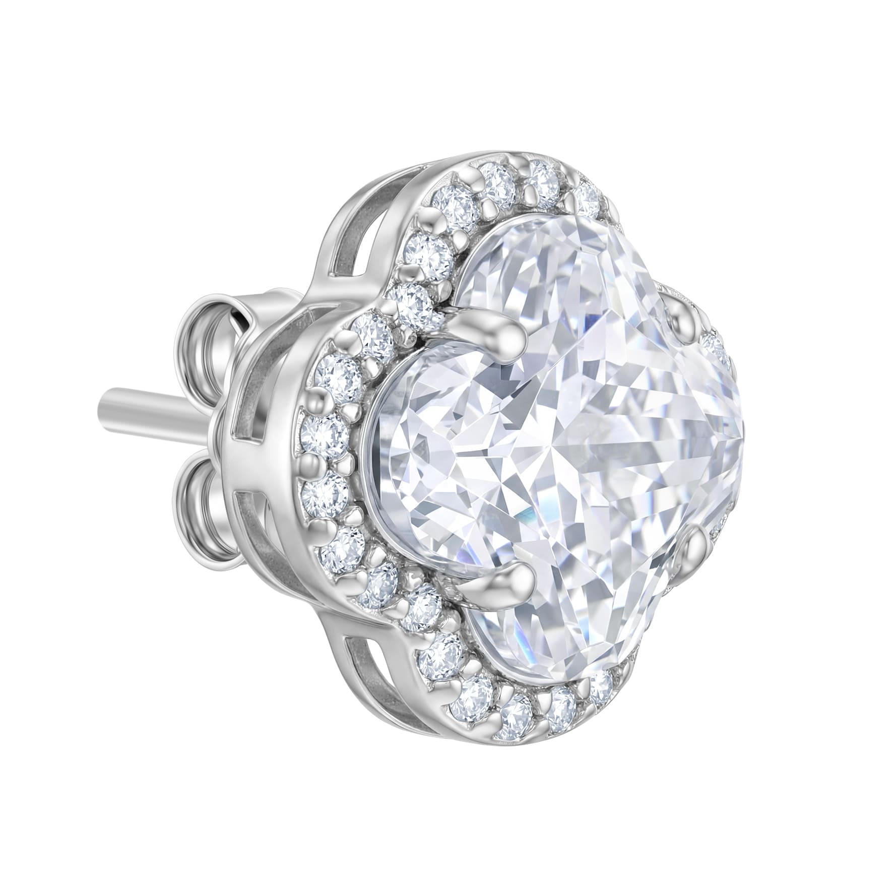 Kolczyki Diamond Leaf Clover White S925