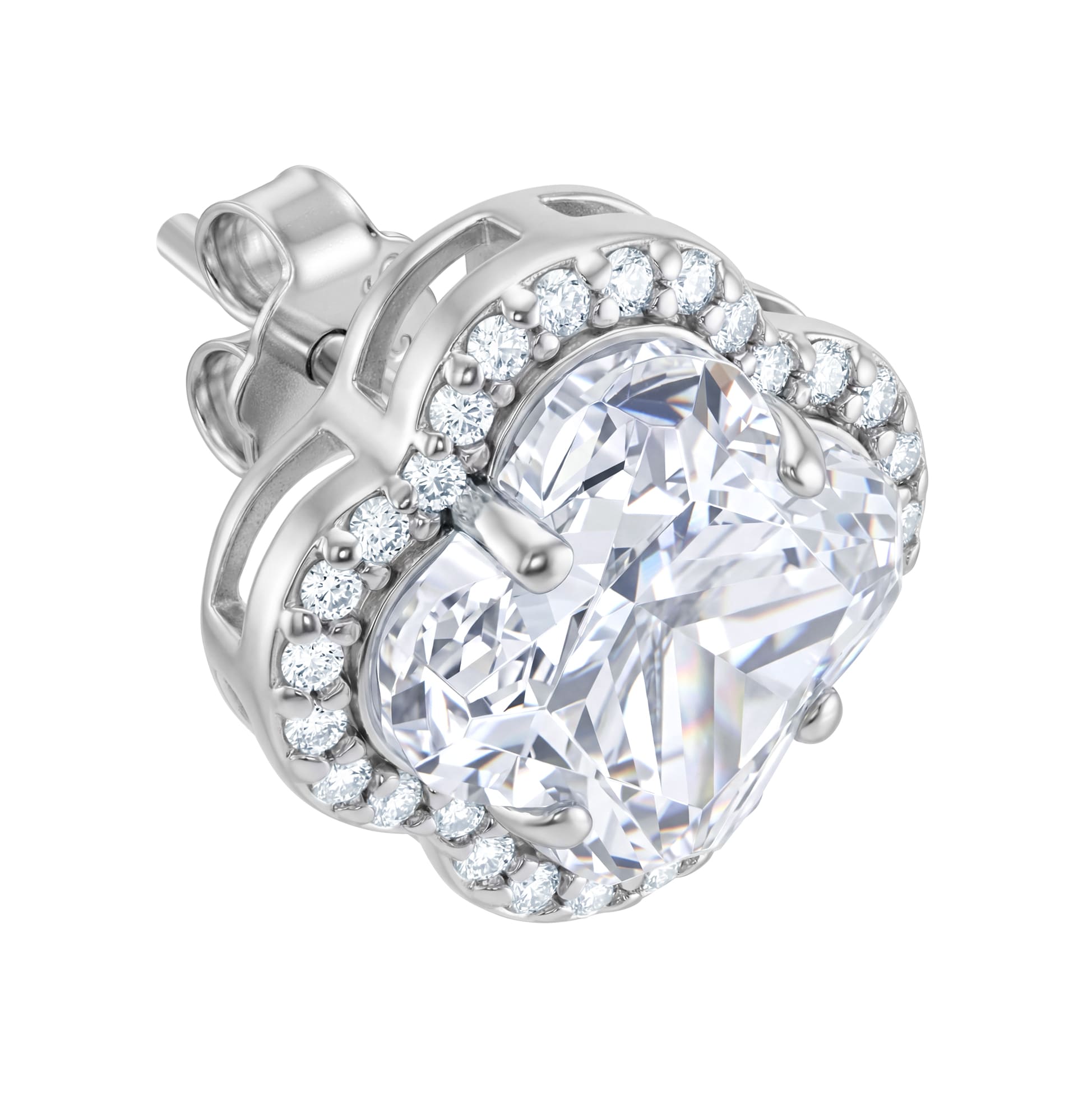 Kolczyki Diamond Leaf Clover White S925