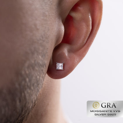 Kolczyki Princess Diamond Stud 1ct Moissanit VVS S925 Białe Złoto