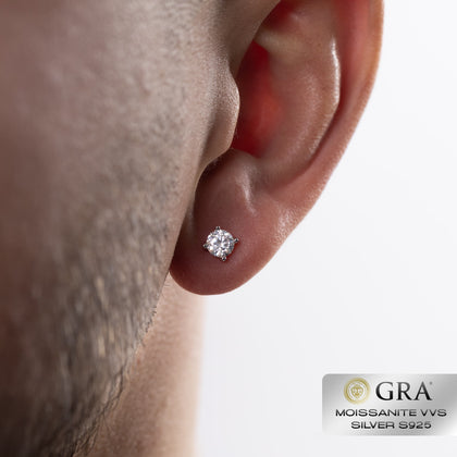 Kolczyki Diamond Stud 1ct Moissanit VVS S925 Białe Złoto