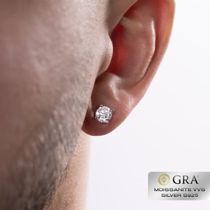 Kolczyki Diamond Stud 2ct Moissanit VVS S925 Białe Złoto