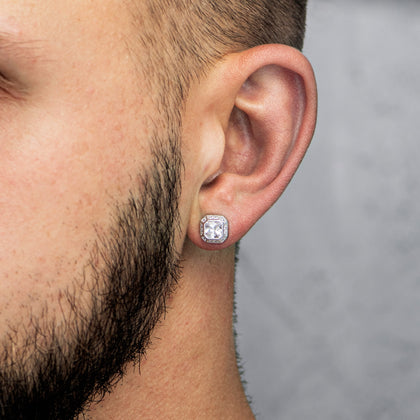 Kolczyki Emerald Cut Białe Złoto