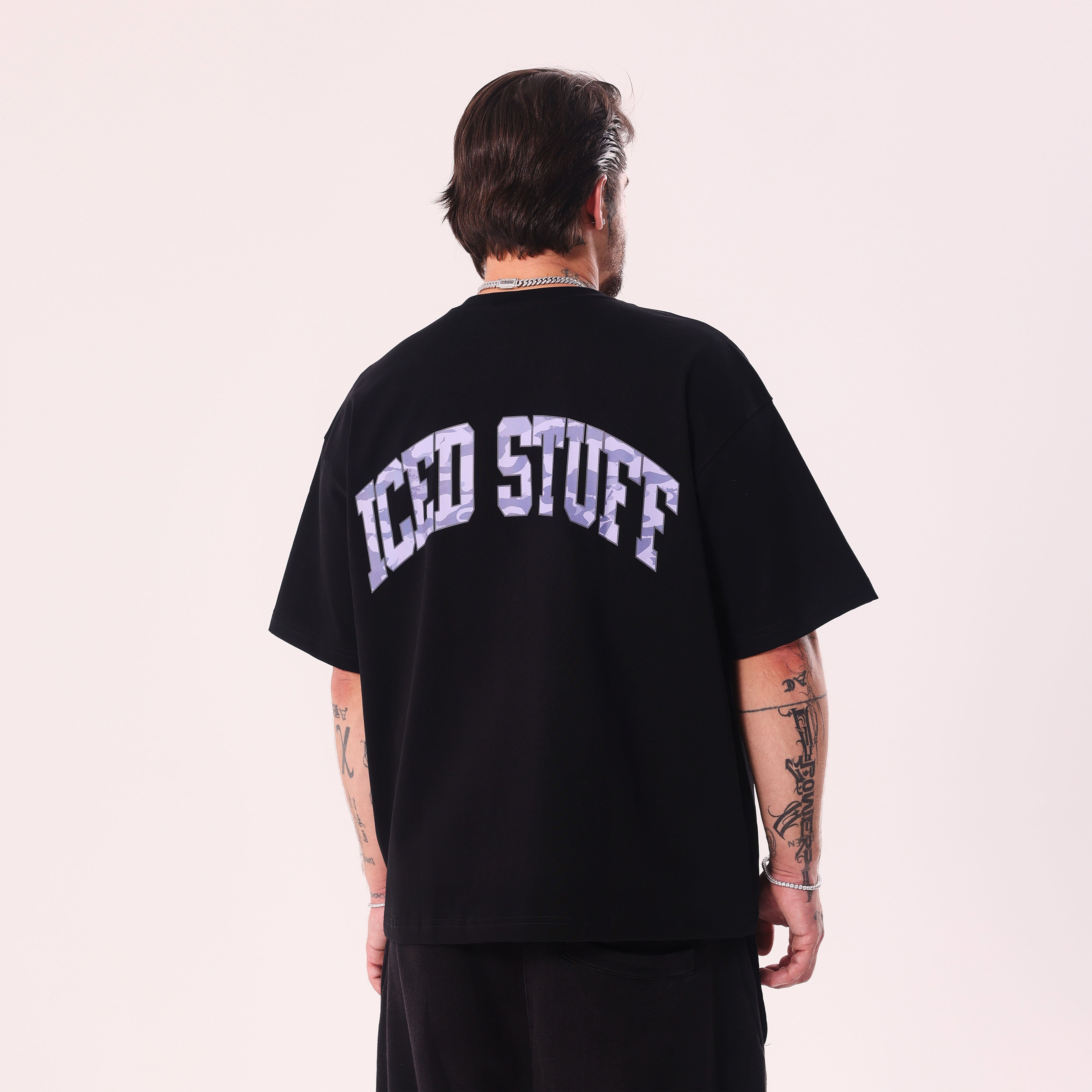 Koszulka ICED STUFF Camo Czarna Boxy Fit