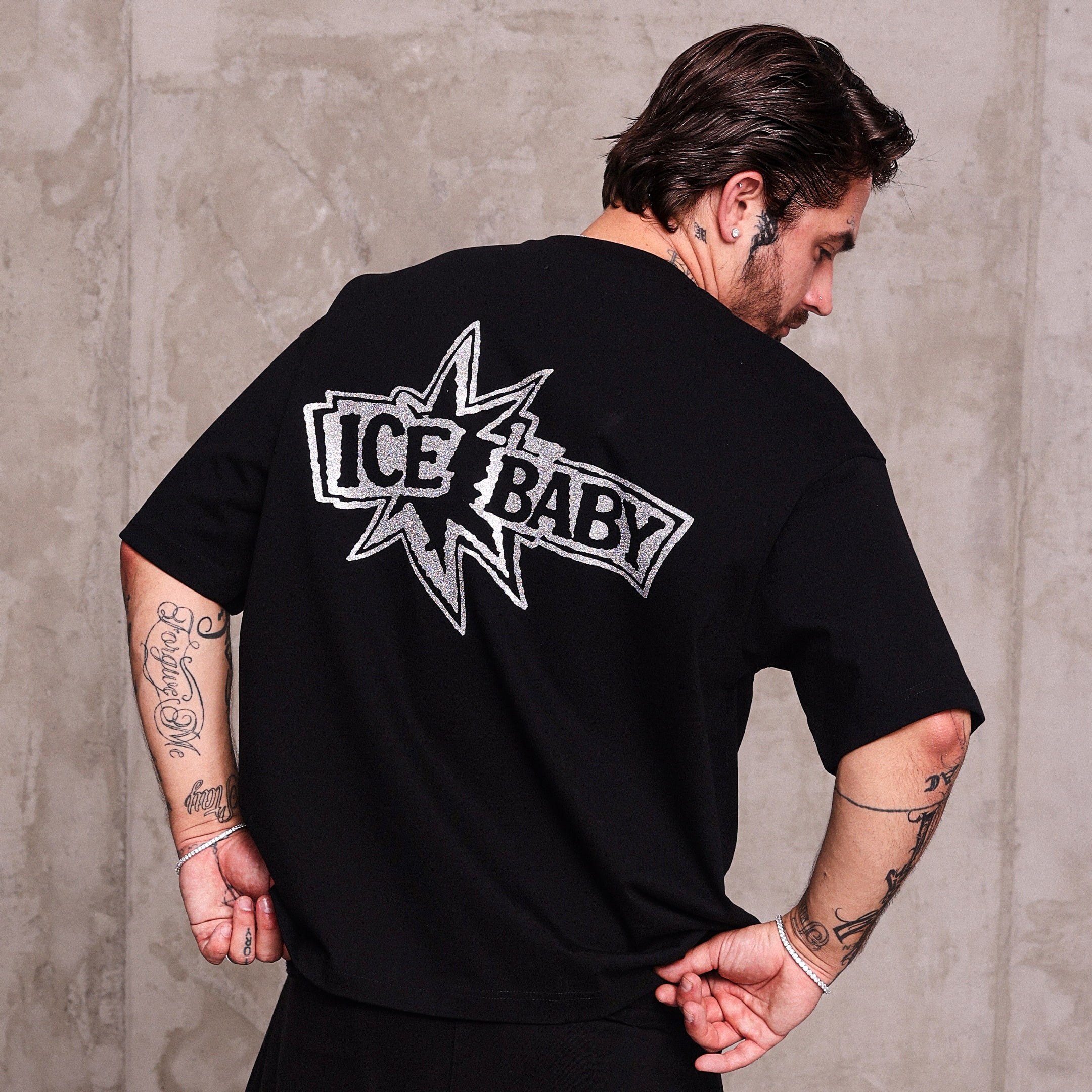 Koszulka ICE BABY Crystal Czarna Boxy Fit