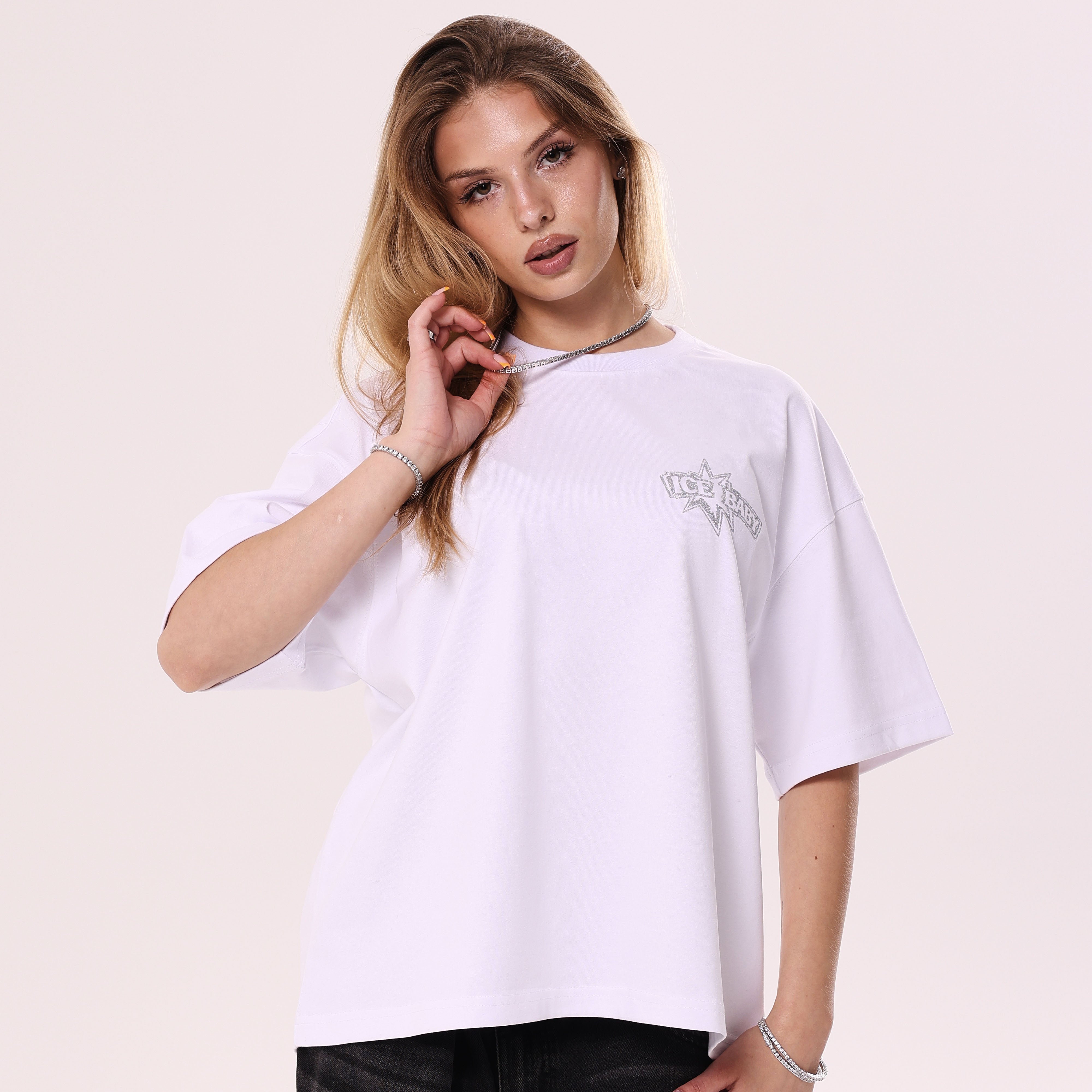 Koszulka ICE BABY Crystal Biała Boxy Fit
