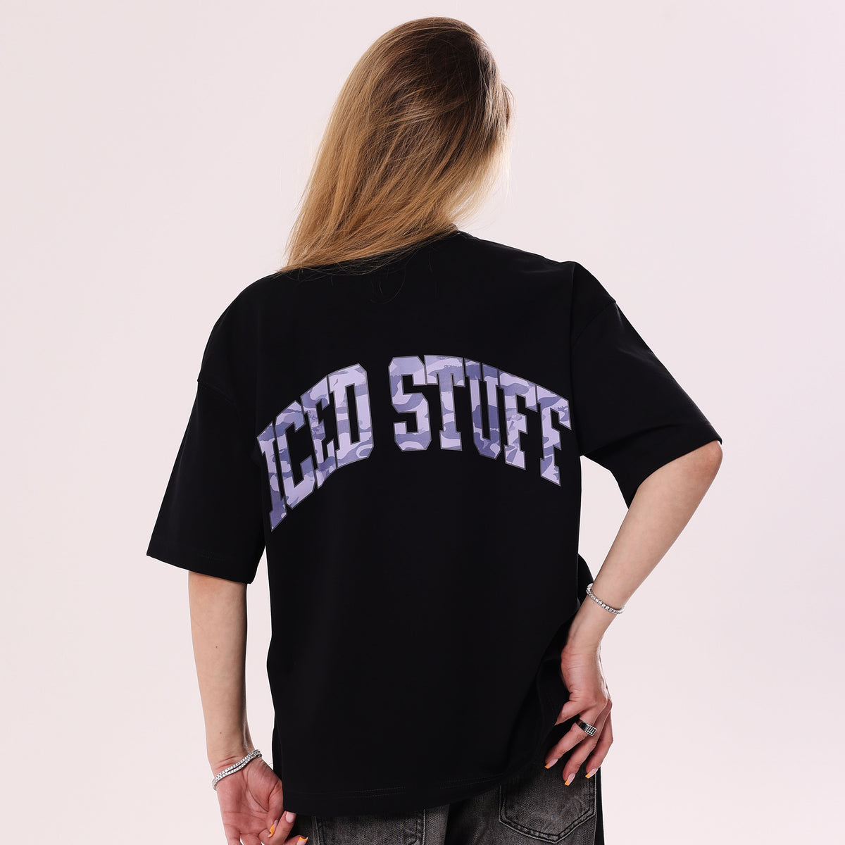 Koszulka ICED STUFF Camo Czarna Boxy Fit