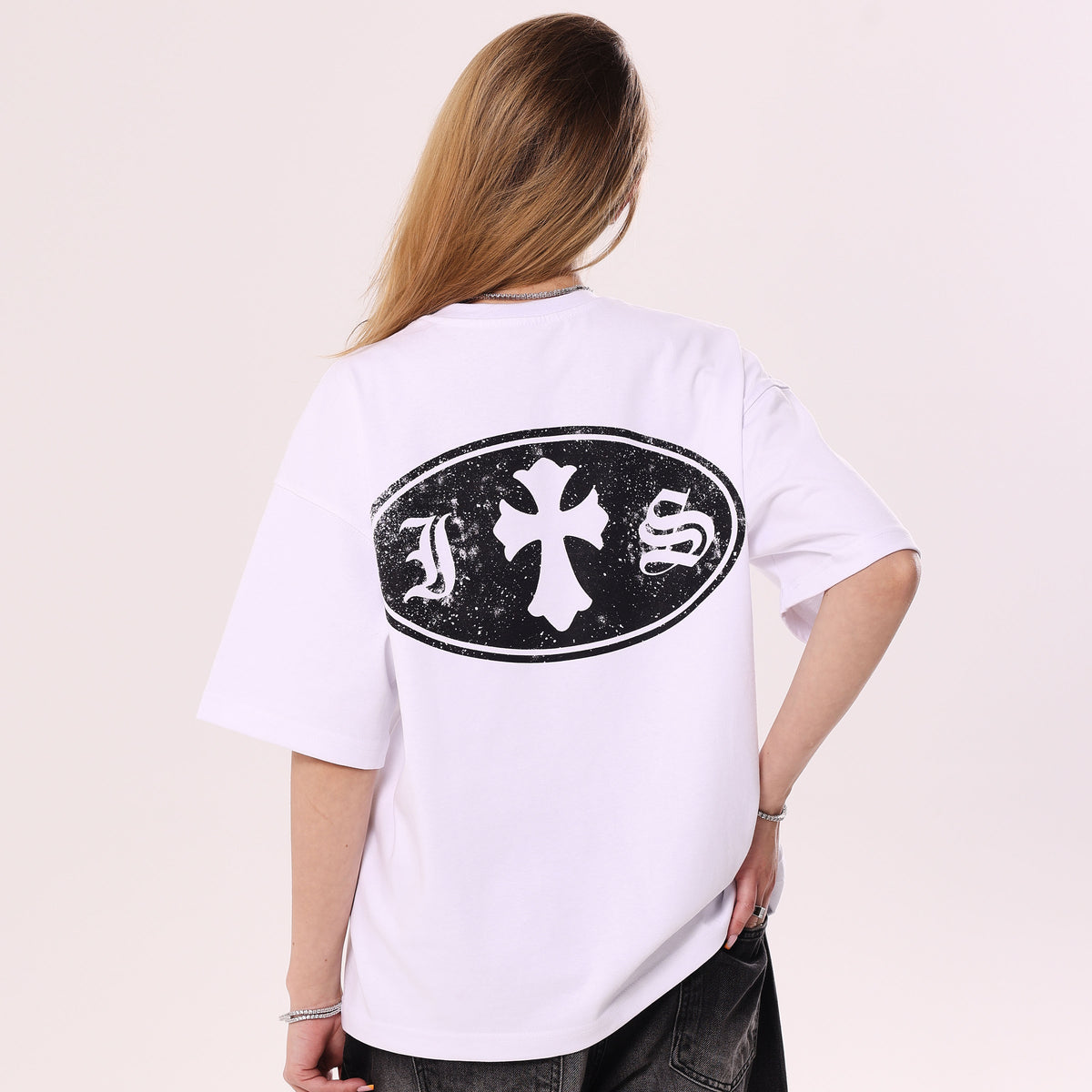 Koszulka IS Gothic Cross Biała Boxy Fit