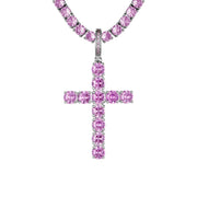 PINK DIAMOND CROSS BIAŁE ZŁOTO