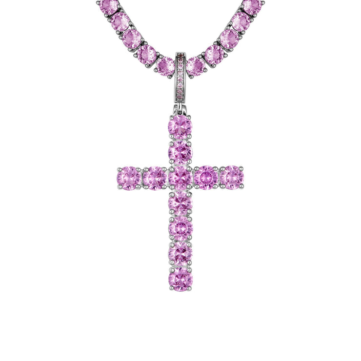 PINK DIAMOND CROSS BIAŁE ZŁOTO