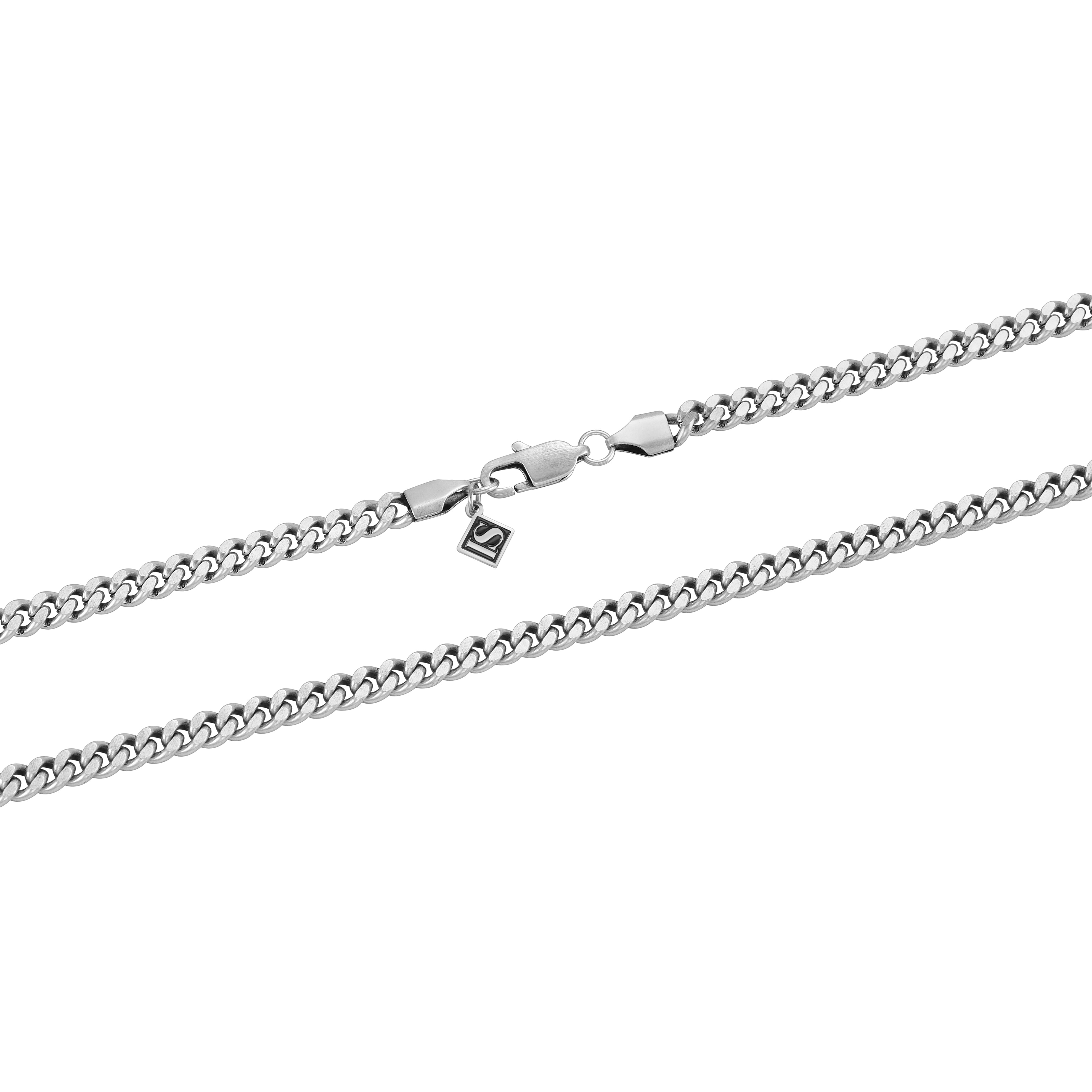 Łańcuch Curb Cuban Link 5mm Raw Białe Złoto