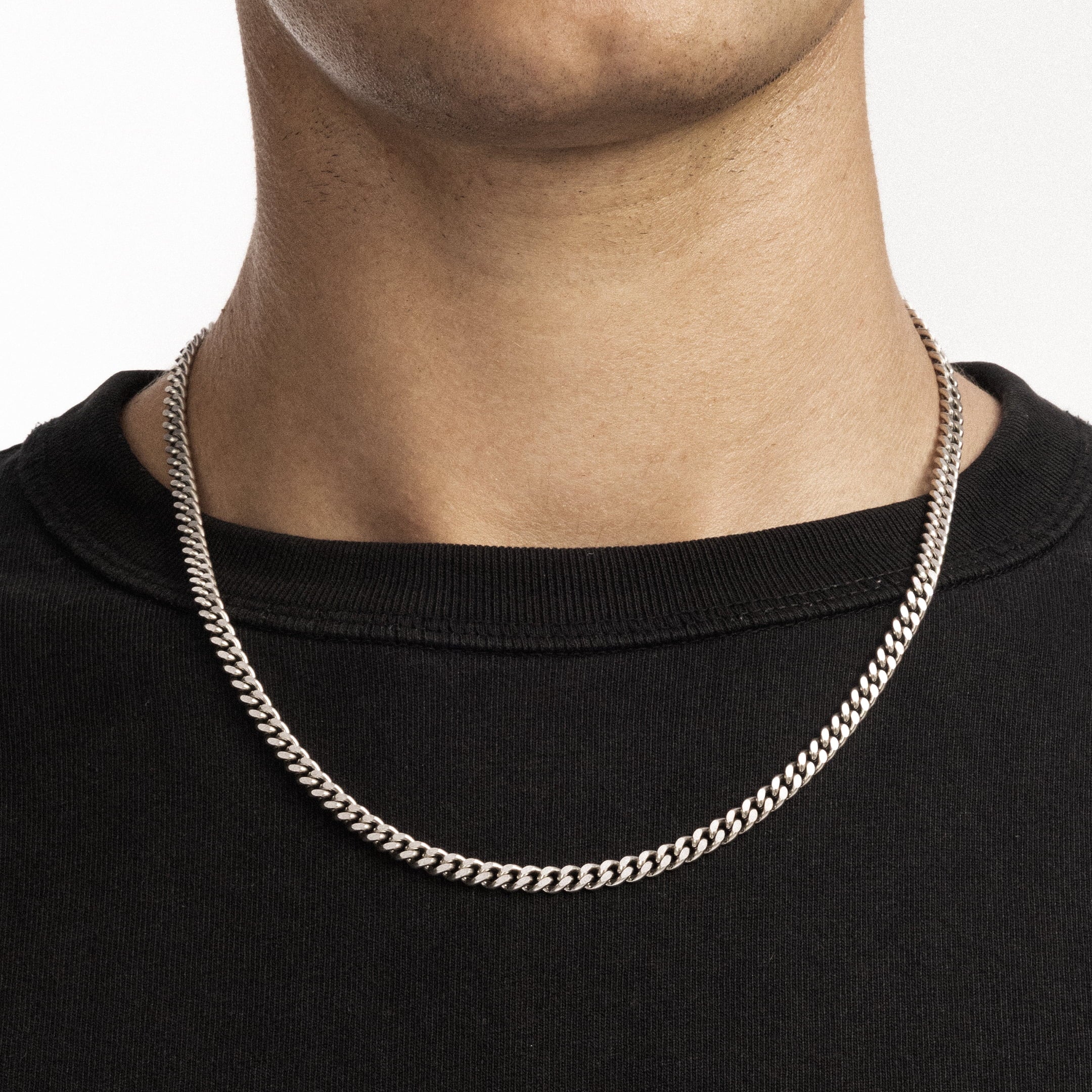 Łańcuch Curb Cuban Link 5mm Raw Białe Złoto