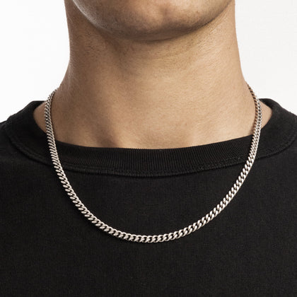 Łańcuch Curb Cuban Link 5mm Raw Białe Złoto