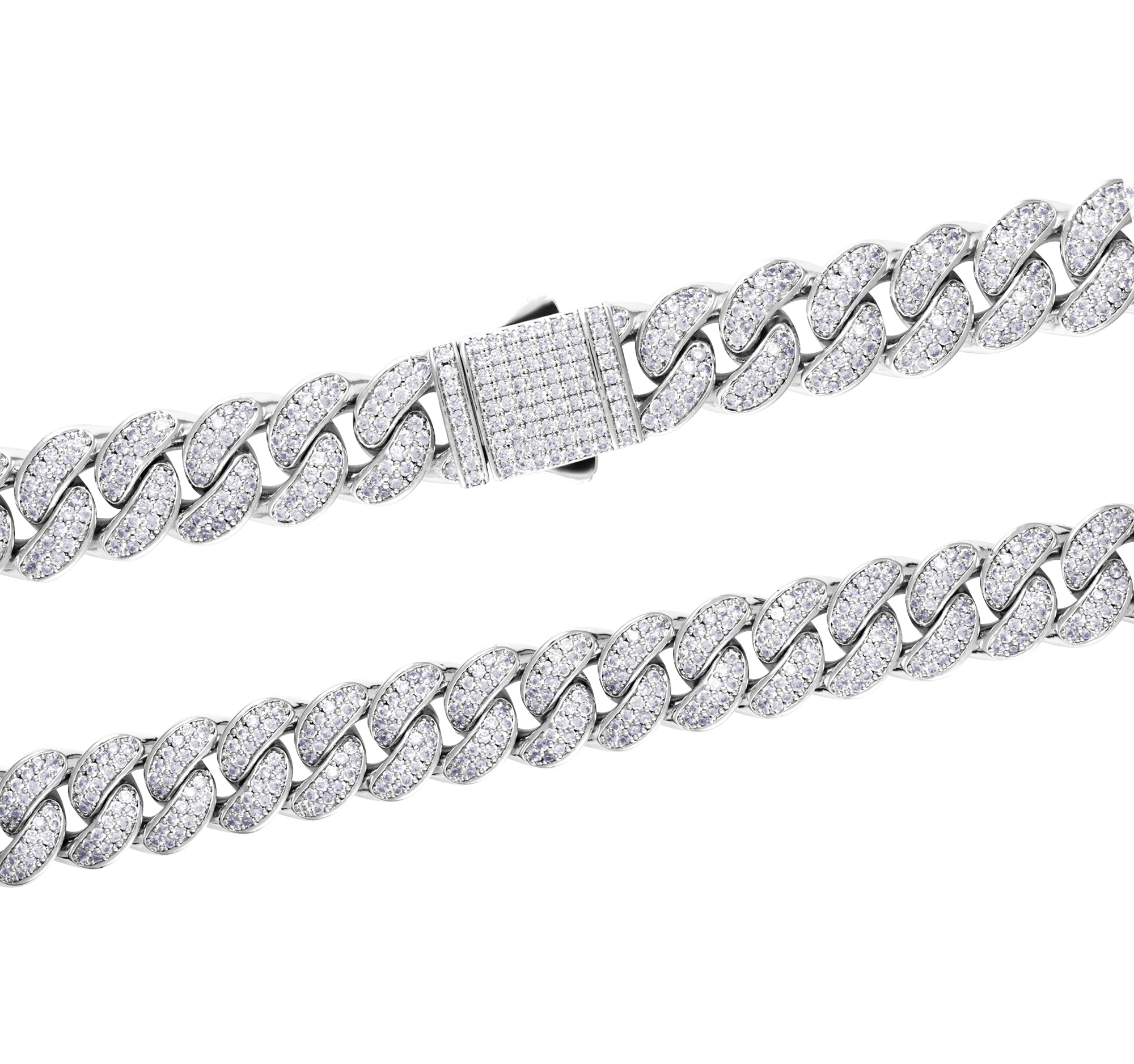 Bransoletka Diamond Cuban Link 12mm Białe Złoto