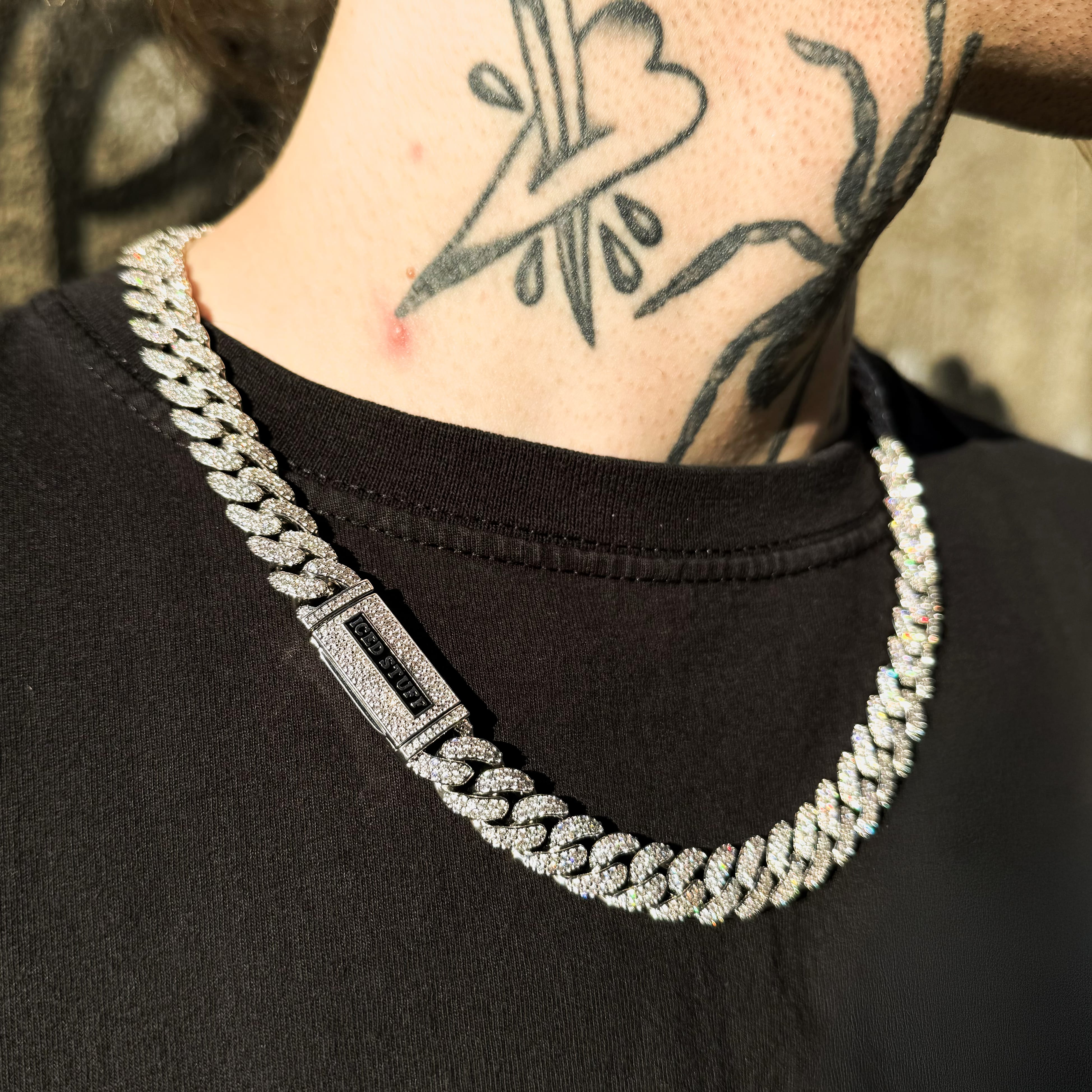 Łańcuch Premium Diamond Cuban Link 12mm Białe Złoto