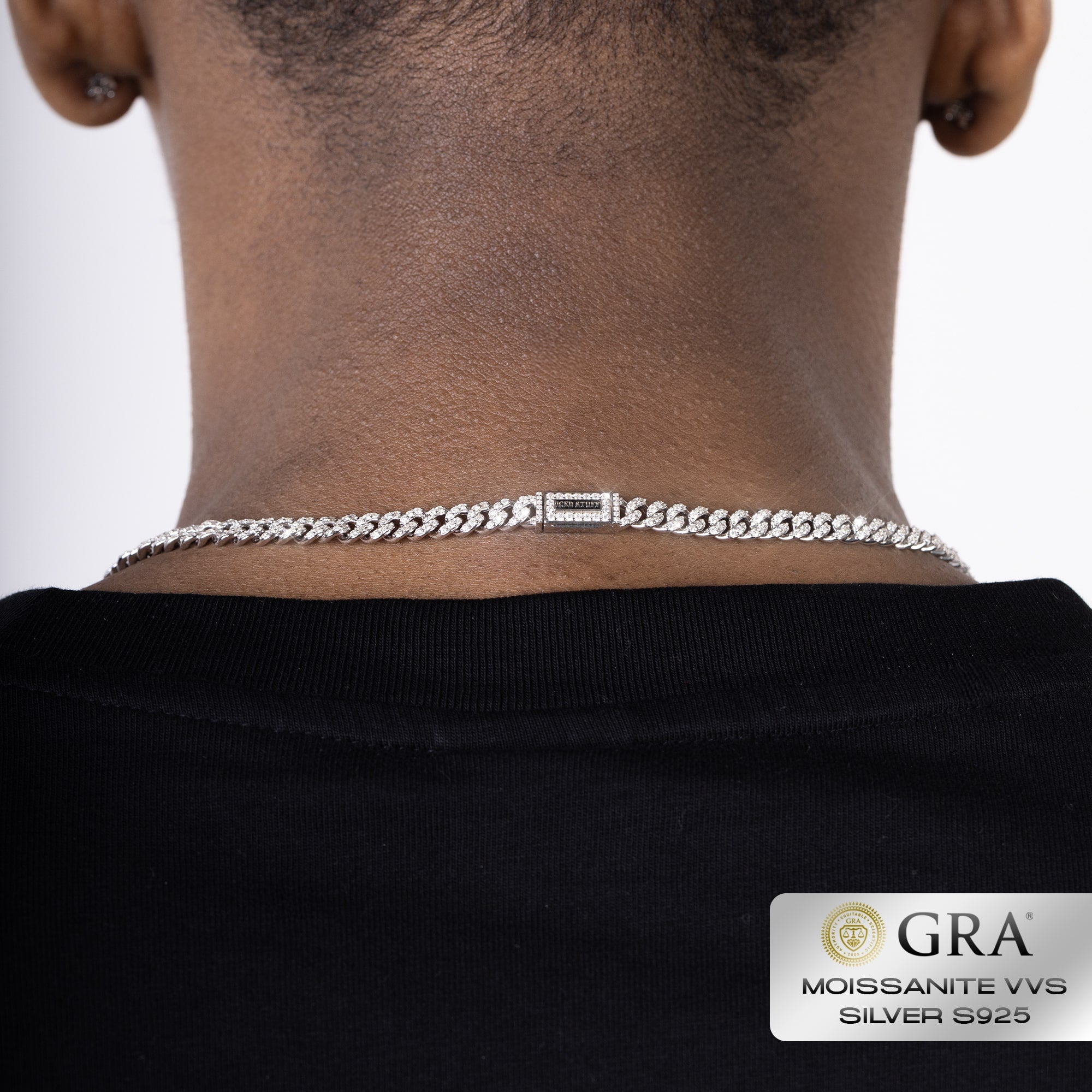 Łańcuch Diamond Cuban Link 6mm Moissanit VVS S925 Białe Złoto