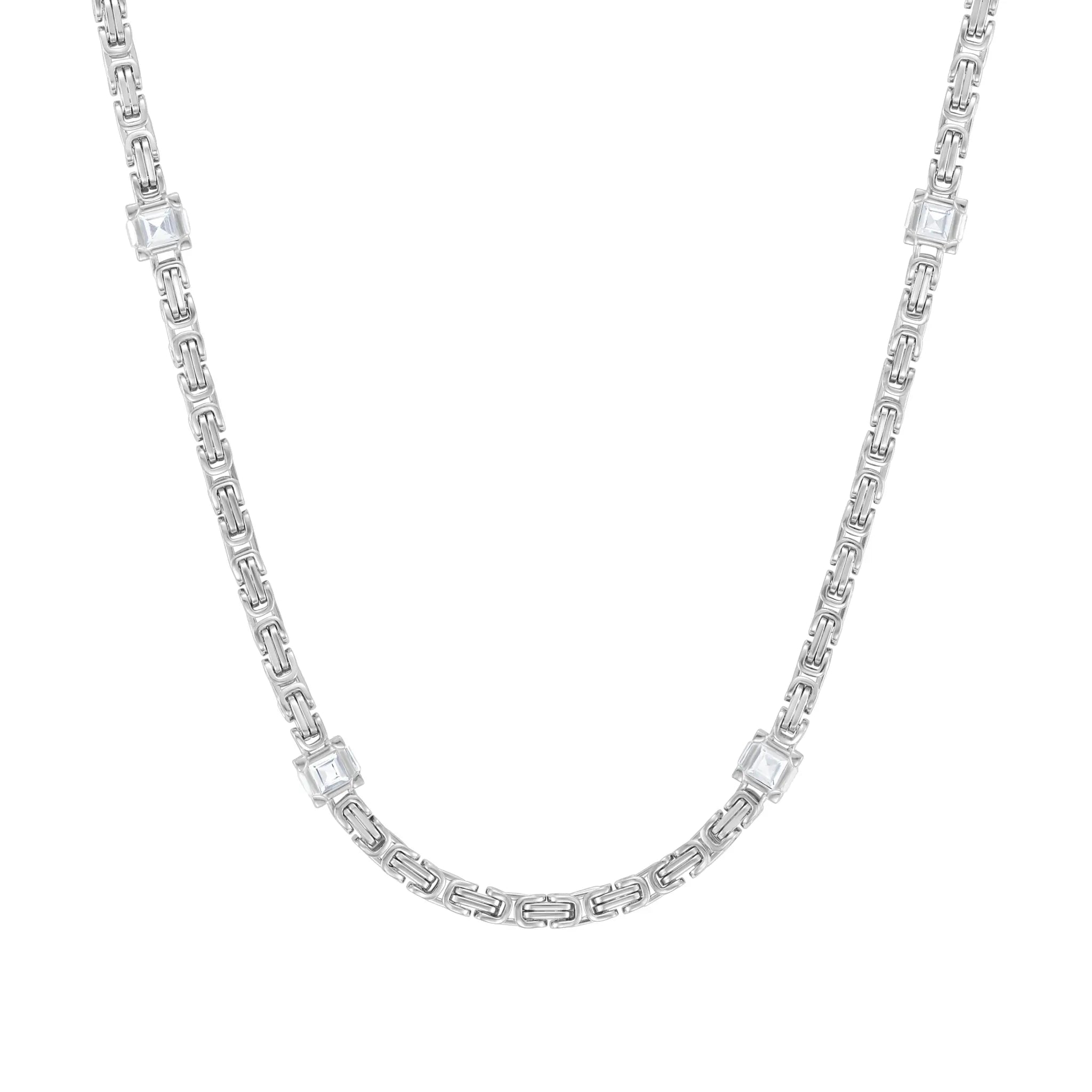 Łańcuch Królewski Diamond Cube 4mm Białe Złoto