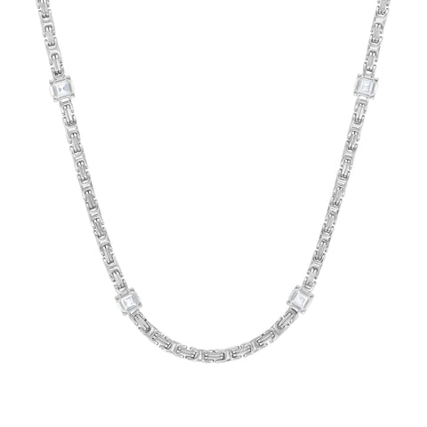 Łańcuch Królewski Diamond Cube 4mm Białe Złoto