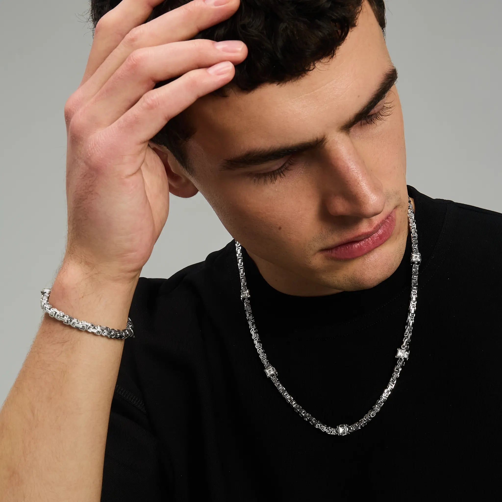 Łańcuch Królewski Diamond Cube 4mm Białe Złoto