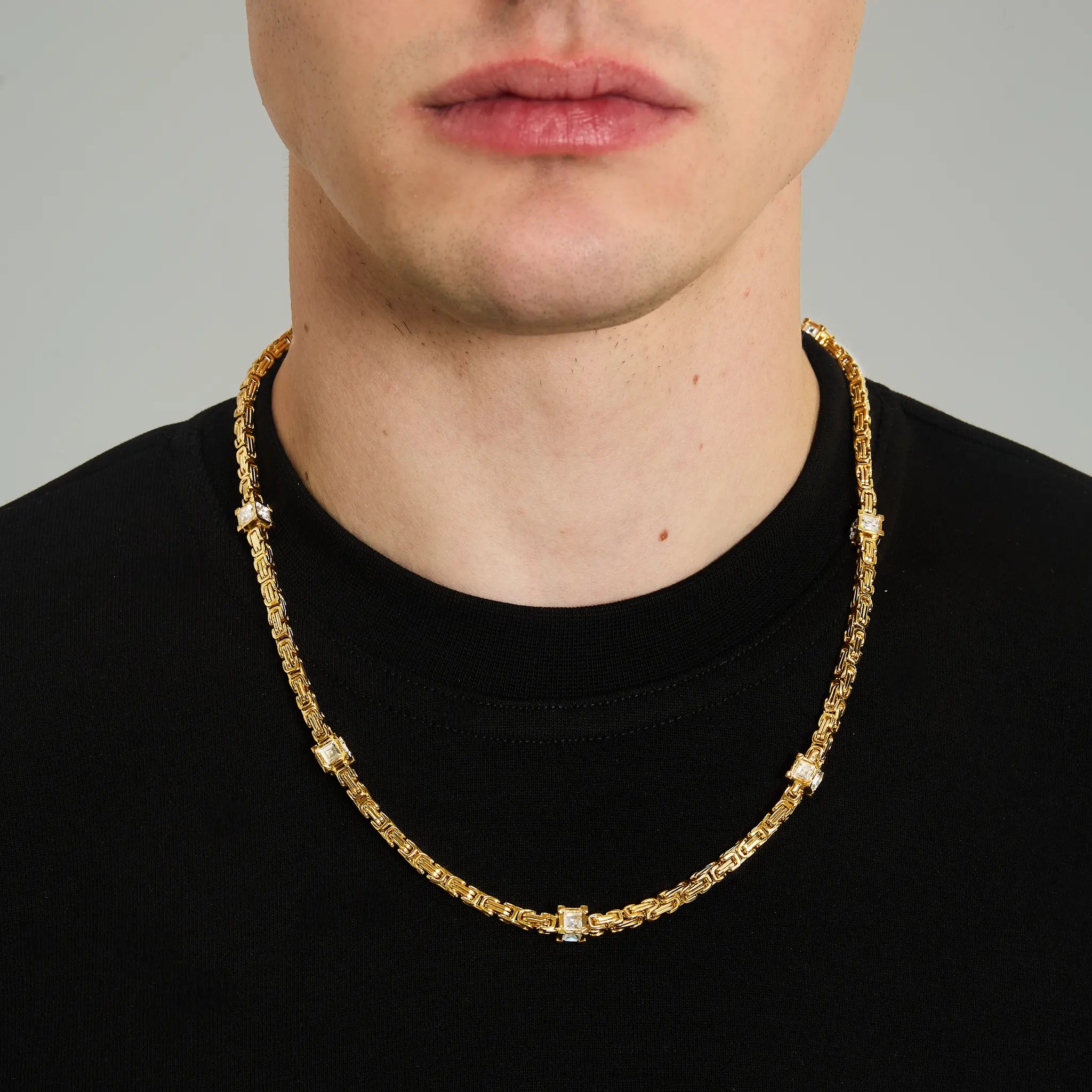 Łańcuch Królewski Diamond Cube 4mm Złoto