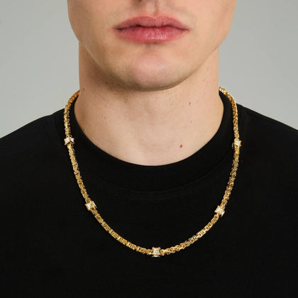 Łańcuch Królewski Diamond Cube 4mm Złoto