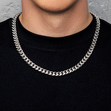 Łańcuch Miami Cuban Link 10mm Białe Złoto